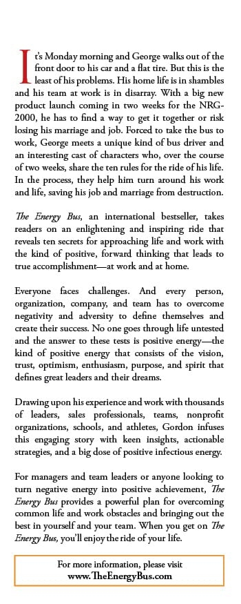 The Energy Bus: 10 Rules to Fuel Your Life, Work, and Team with Positive Energy